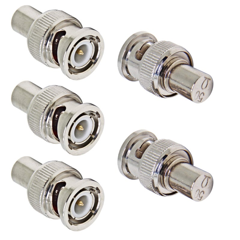 RFAdapter BNC 50 Ohm Terminator, 5-Pack BNC Male Plug Coaxial Cable Adapter Connector - Image 1
